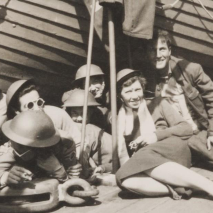 Photograph of Beryl Crowdy on HMAS Voyager on Anzac Day 1941 during the evacuation of Greece.